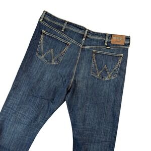 New Wrangler Regular Fit Flex Jeans Dark Wash Mens 40x30 Straight Leg Cowboy